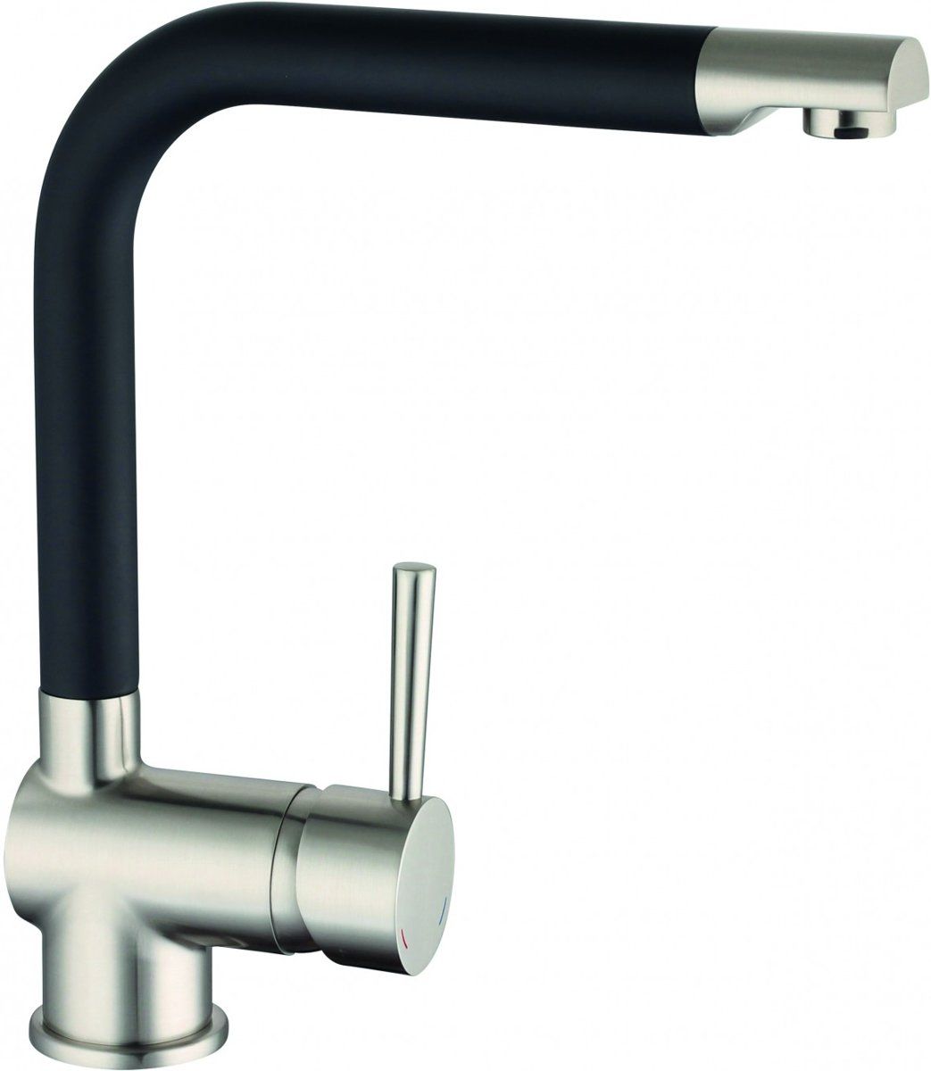 Schütte Rio Design Keukenkraan - Mengkraan - Hoge, Draaibare Uitloop - Zijdelingse Greep - RVS-look/Zwart
