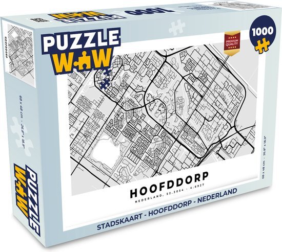 MuchoWow Puzzel Stadskaart - Hoofddorp - Nederland - Legpuzzel - Puzzel 1000 stukjes volwassenen - Plattegrond