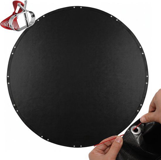 Merkloos Relaxdays Zwembadafdekking - Ø 460 cm - Rond - Zwart