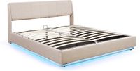 en.casa Tweepersoonsbed Tröstiar met LED 180x200 cm beige
