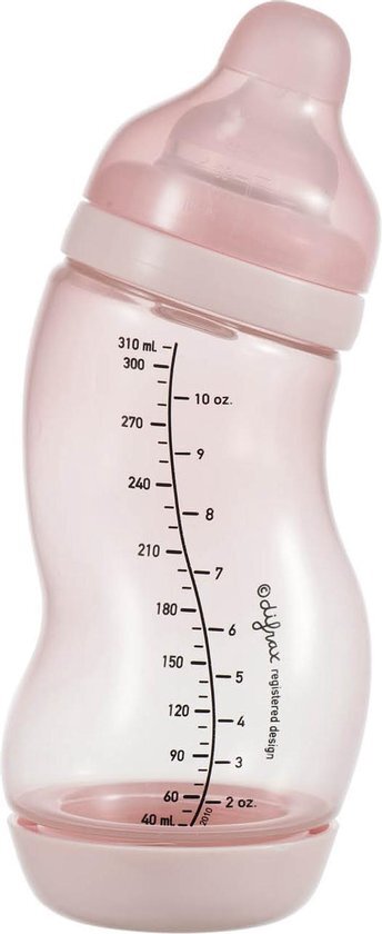 Difrax Anti-Colic S-babyfles Wide - 310 ml - Roze|Blossom roze, Lichtroze