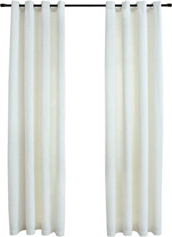 vidaXL Gordijn verduisterend met ringen 2 stuks 140x175 cm fluweel crème