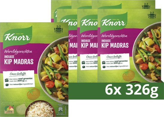 Knorr Wereldgerechten Indiase Kip Madras Maaltijdpakket - 6 x 326g