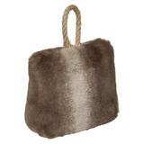 Atmosphera Arrêt de porte - fausse fourrure - marron - 17 cm