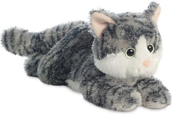 Aurora Pluche kat/poes - grijs - 30 cm