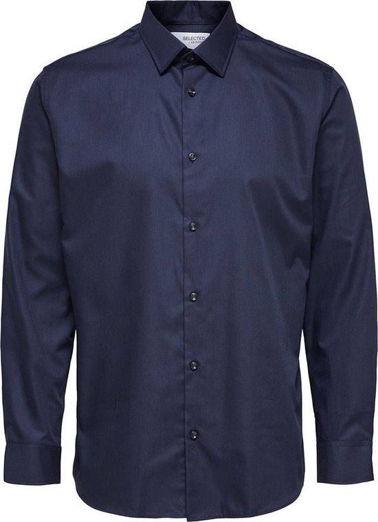 SELECTED HOMME Slim Fit Overhemd SLHETHAN - Mannen - Maat L - Navy