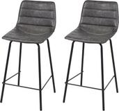 Urban Living Import distribution BROOKLYN SET VAN 2 BARSTOELEN IN KUNSTLEER GRIJS KWARTS 44X47XH66/95CM