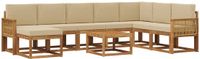 vidaXL - Hoek loungeset - 8 zitplekken - Natuurlijk en beige - Massief acacia hout