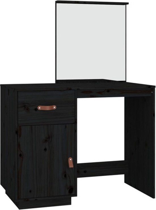 vidaXL Kaptafel 95x50x134 cm massief grenenhout zwart