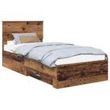 vidaXL Bedframe with Drawer and Storage, Reclaimed Wood, 90 x 190 cm