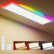 Amdelne Panneau LED 100x25cm, ultra-plat, 30W Dimmable 3000K-6500K avec 4W RGB, télécommande, mémoire et veilleuse, plafonnier pour salon cuisine [Classe E]