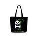 Ecoright Schoudertas, Canvas Shopper Bag, Casual Handtas, Grote Schoudertas met Binnenzak voor School, Werktas, Damestas, Sparrow Natural & Black, Utility, Bamboozled Panda, Eén maat, Utility