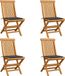 Chaises pliantes avec coussins anthracite, 4 pièces, teck massif