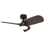wonderlamp Borse, led-plafondventilator, 18 W, zwart + donker hout, CCT 3000-4000-6000 K, dimbaar, met afstandsbediening, Ø 90 cm