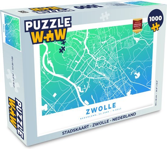 MuchoWow Puzzel Stadskaart - Zwolle - Nederland - Legpuzzel - Puzzel 1000 stukjes volwassenen - Plattegrond