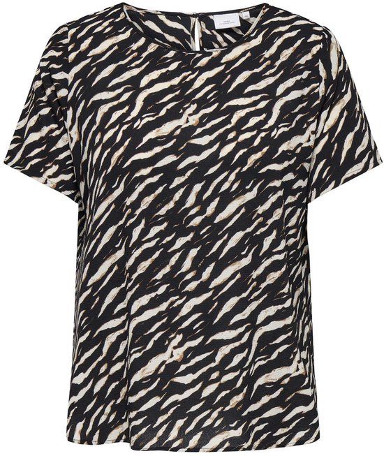 ONLY CARMAKOMA CARVICA LIFE SS TOP WVN NOOS Dames T-shirt Zebraprint 42
