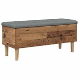 vidaXL Opbergbank met kussen, Oud hout, 102 x 42 x 46 cm