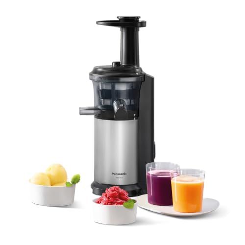Panasonic MJ-L500S Slow Juicer/sapcentrifuge / 2 inzetstukken voor sappen en diepgevroren ingrediënten/frozen yoghurt/zilver