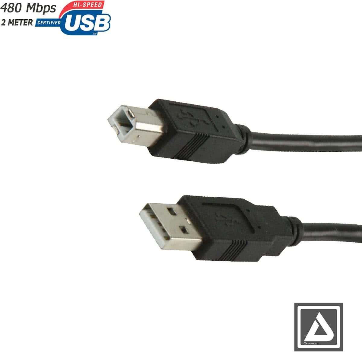 Lav USB 2.0 printerkabel 2 meter USB A to USB B