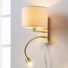 Lindby Lampe murale 1 ampoule Tissu Métal Blanc mat Laiton E14