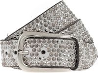b.belt Leren riem Zoe Silver Stud Belt W100 White