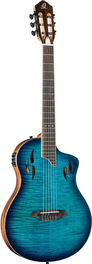 Ortega RTPDLX-FMA Flamed Maple Blue Tour Player - 4/4 Klassieke gitaar