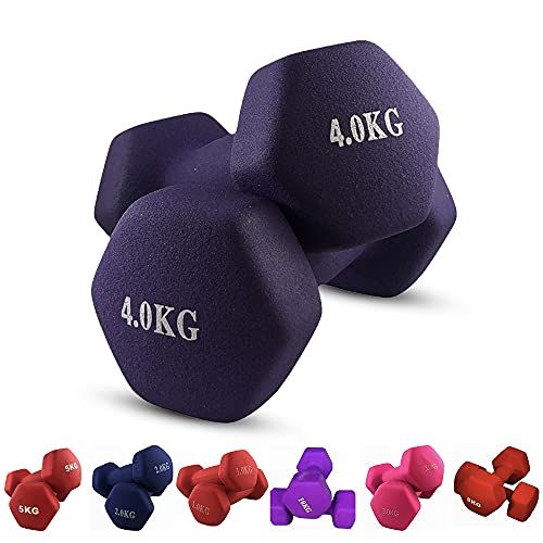 JIM Fitness 2 x 4 kg Zeshoekige Halters - Zacht Rubber - 0685071891117