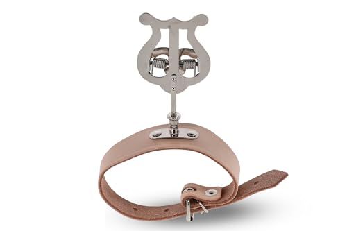 GEWA Marspartituurhouder Fluit - Vernikkeld - Kleine Lyra - 1 drukknop - Breed lederen armband