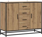 vidaXL Dressoir Artisanaal eiken 92 x 35 x 76 cm Bewerkt hout