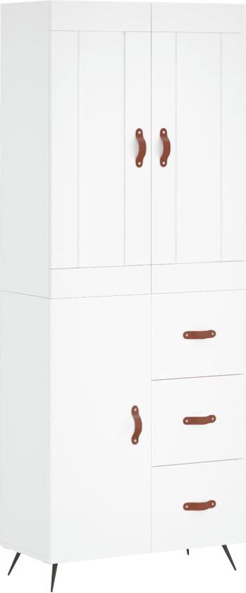 vidaXL Hoge kast 69,5x34x180 cm bewerkt hout wit