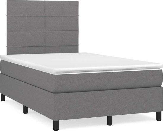 vidaXL Boxspring met matras stof donkergrijs 120x200 cm