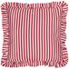 Wylder Nature Millie Gestreepte Kussenhoes met Ruches - Candy Red - 50x50cm