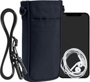 kwmobile Telefoontasje geschikt voor XXL - 7" - Universeel smartphone hoesje van canvas - Met telefoonkoord - In donkerblauw