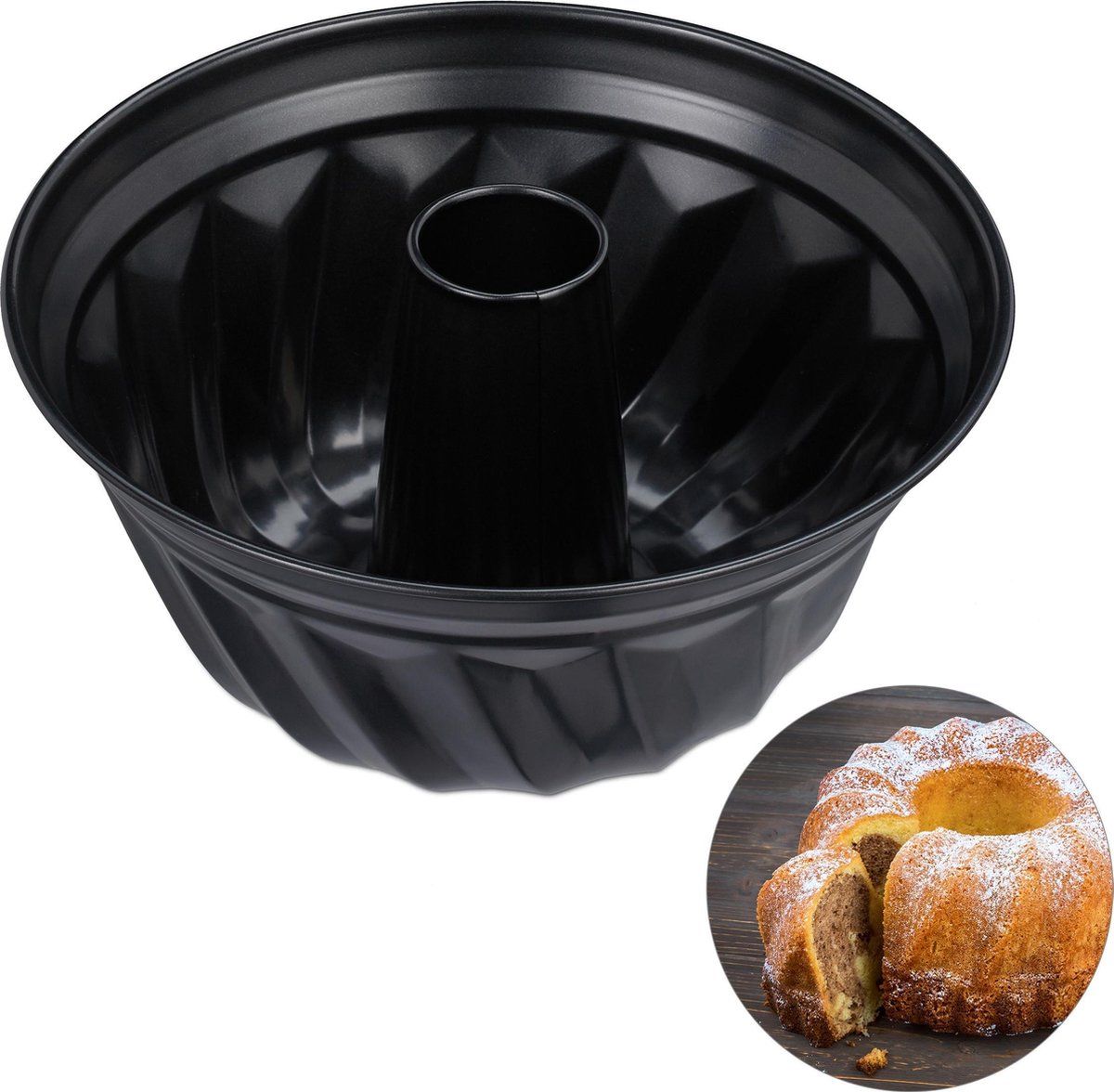 Relaxdays Tulbandvorm - Ø 25 cm - Cakevorm - Zwart