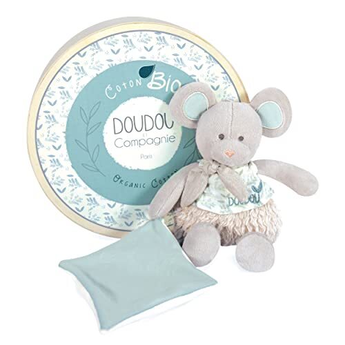 Doudou et Compagnie - Knuffeldier muis – biologisch – grijs – 22 cm – knuffeldier Botanic Bio – DC3967