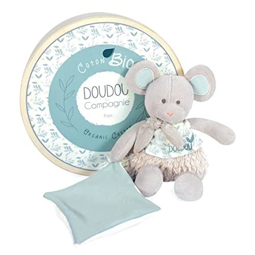 Doudou et Compagnie Knuffeldier muis – biologisch – grijs – 22 cm – knuffeldier Botanic Bio – DC3967