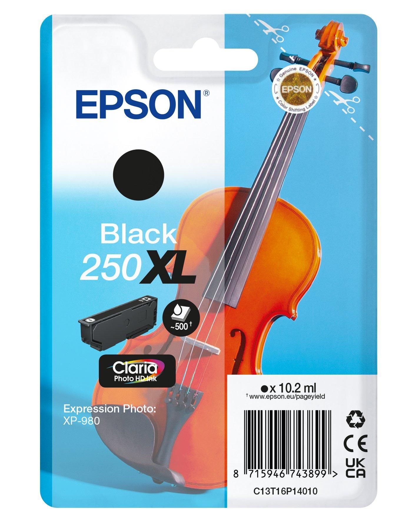 Epson 250XL Violin Claria Photo HD Zwart Origineel Hoog (XL) Rendement Inktcartridge