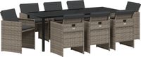 vidaXL - Tuin - Eettafel - Set - 9 - st - Grijs - poly - rattan