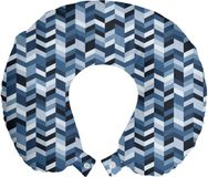 ABAKUHAUS Marine reiskussen met neksteun, zigzaglijnen, schuimrubberen reisartikel voor vliegtuig en auto, 30x30 cm, donkerblauw en leisteenblauw