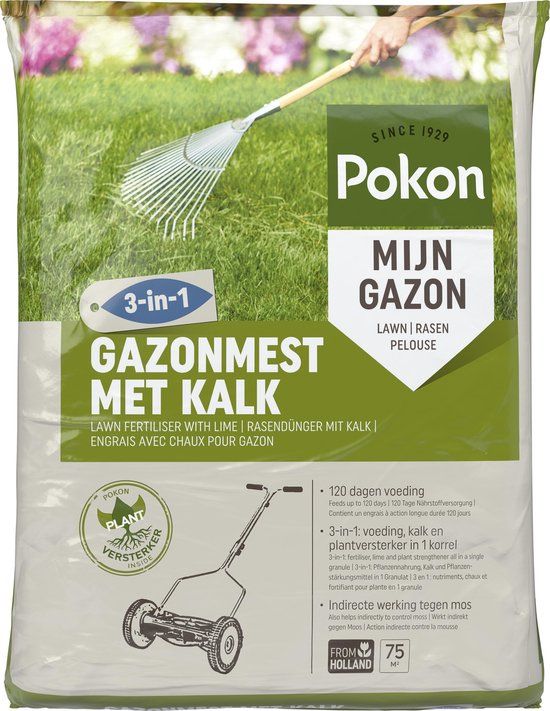 Pokon Gazonmest met Kalk - 5kg - 120 dagen voeding - Voor 75m²