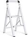 Escalier de jardin en aluminium, 2 marches, pliable, avec main courante, couleur argent