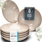 Assiette creuse 6 pièces - Grès, résistant au lave-vaisselle - Assiettes élégantes et durables pour 6 personnes