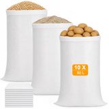 Romon 10 afvalzakken 55 x 95 cm, Big Bag van wit polypropyleen, herbruikbare tuinzakken 50 kg voor bouwplaats, zand, aarde, grind