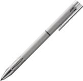 LAMY set bestaande uit 1x Twin Pen multi-pen systeem met logo 606 balpennen en vulpotlood van roestvrij staal in geborsteld en 1x echt lederen etui in zwart voor twee schrijfinstrumenten