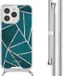 iMoshion Hoesje iPhone 15 Pro - Back Cover - Petrol Green Graphic - Met Koord