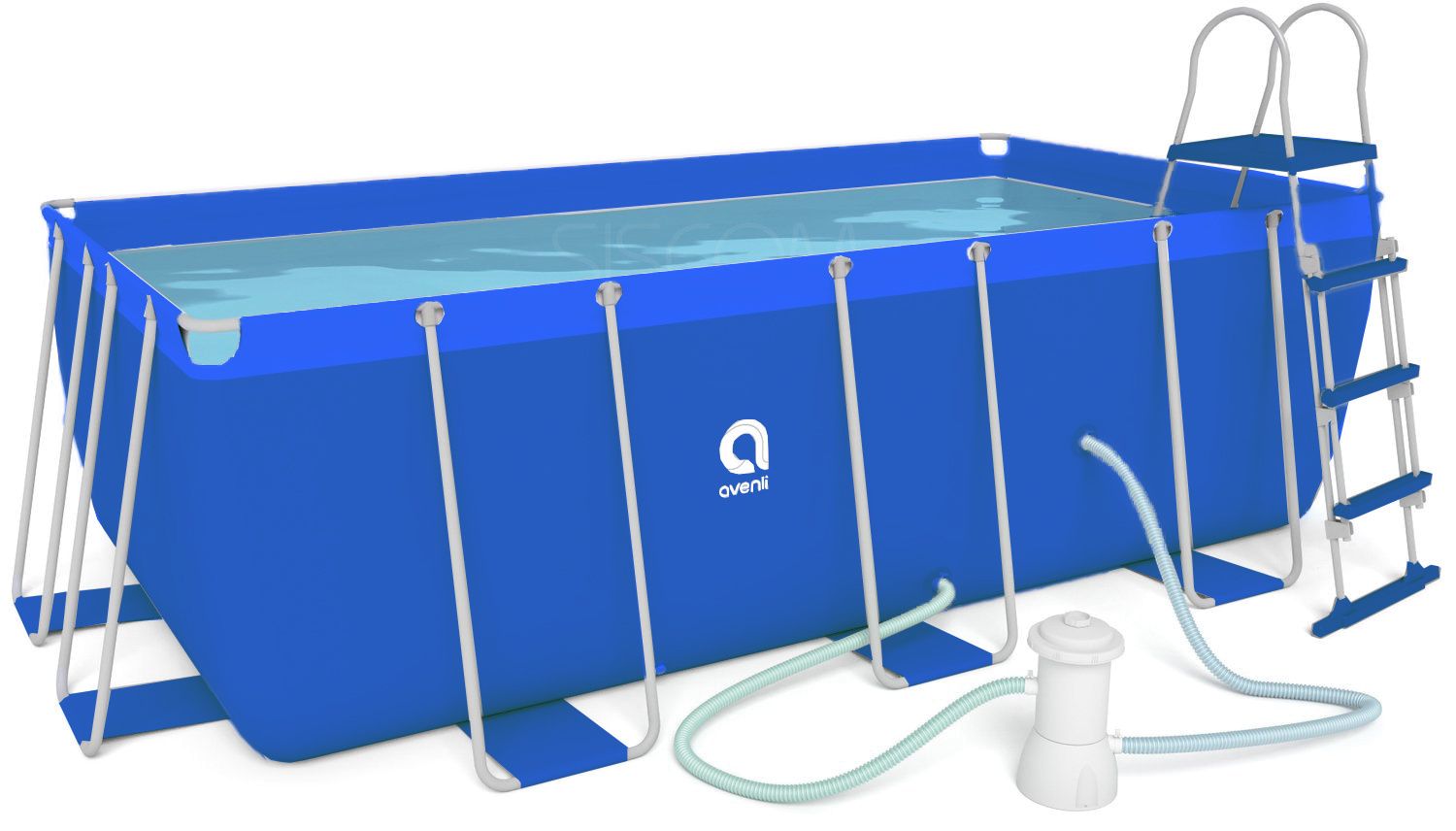 Viking Choice Opzetzwembad - Rechthoekig zwembad met filterpomp & ladder - 400x207x122cm - Blauw