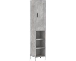 vidaXL Hoge kast bewerkt hout betongrijs 34,5x34x180 cm