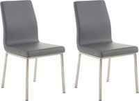 CLP Colmar Set van 2 eetkamerstoelen - RVS - Kunstleer - grijs