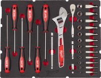 Milwaukee Accessoires Milwaukee ¼˝ Gereedschapset inclusief ratel in PACKOUT™ Schuiminzetstuk - 35-delig - 4932480717