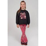 Jubel relaxed fit sweater Moon Flowers antraciet/roze
